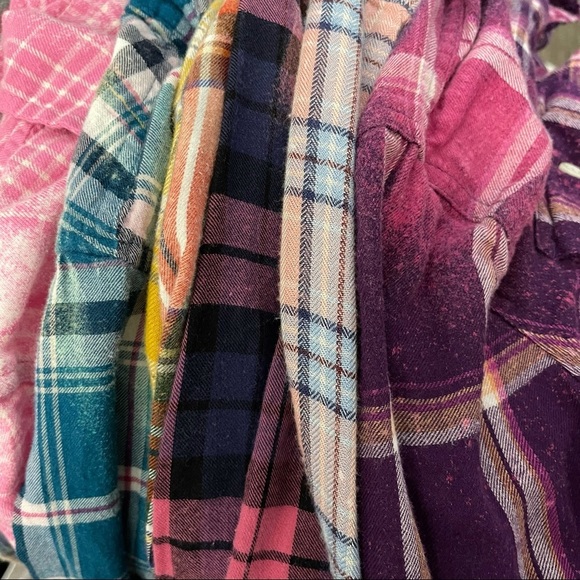 Womens Bleached Flannel Shirts, Bleached Flannel - Picture 3 of 3